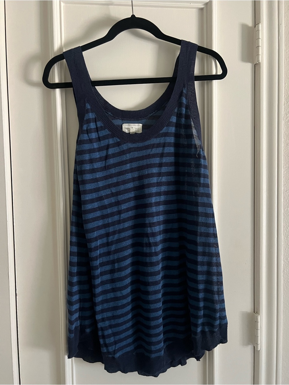 Lou & Grey Navy and Blue Striped Knit Tank Top